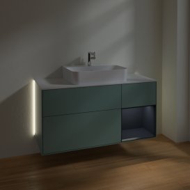 Тумба під раковину Villeroy & Boch Finion 120х50,1 см із підсвічуванням МДФ оливковий матовий лак/скло біле матове G171HGGM