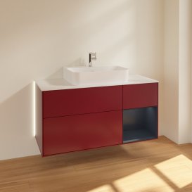 Тумба під раковину Villeroy & Boch Finion 120х50,1 см із підсвічуванням МДФ півонія матовий лак/скло біле матове G171HGHB