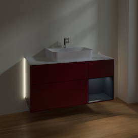 Тумба під раковину Villeroy & Boch Finion 120х50,1 см із підсвічуванням МДФ півонія матовий лак/скло біле матове G171HGHB