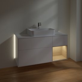 Тумба під раковину Villeroy & Boch Finion 120х50,1 см із підсвічуванням МДФ білий матовий лак/скло біле матове G171PCMT