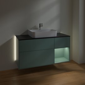 Тумба под раковину Villeroy & Boch Finion 120х50,1 см с подсветкой МДФ оливковый матовый лак/стекло черное матовое G172GMGM