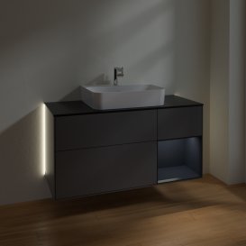 Тумба под раковину Villeroy & Boch Finion 120х50,1 см с подсветкой МДФ антрацит матовый лак/стекло черное матовое G172HGGK