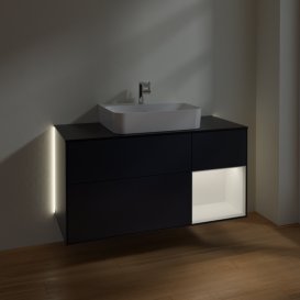 Тумба під раковину Villeroy & Boch Finion 120х50,1 см із підсвічуванням МДФ темно-синій матовий лак/скло чорне матове G172MTHG