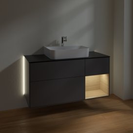 Тумба под раковину Villeroy & Boch Finion 120х50,1 см с подсветкой МДФ антрацит матовый лак/стекло черное матовое G172PCGK