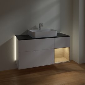 Тумба под раковину Villeroy & Boch Finion 120х50,1 см с подсветкой МДФ белый матовый лак/стекло черное матовое G172PCMT