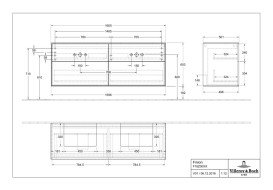 Тумба под раковину Villeroy & Boch Finion 160х50,1 см МДФ шпон дуба/стекло черное матовое F18200PC