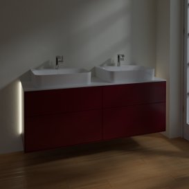 Тумба под раковину Villeroy & Boch Finion 160х50,1 см с подсветкой МДФ пион матовый лак/стекло белое матовое G18100HB