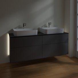 Тумба під раковину Villeroy & Boch Finion 160х50,1 см із підсвічуванням МДФ антрацит матовий лак/скло чорне матове G18200GK