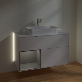 Тумба под раковину Villeroy & Boch Finion 100х50,1 см с подсветкой МДФ глянцевый белый лак/стекло белое матовое G241GKGF
