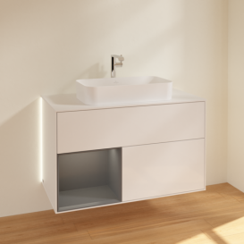 Тумба под раковину Villeroy & Boch Finion 100х50,1 см с подсветкой МДФ глянцевый белый лак/стекло белое матовое G241GKGF