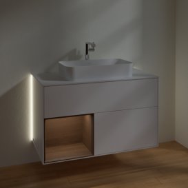 Тумба под раковину Villeroy & Boch Finion 100х50,1 см с подсветкой МДФ белый матовый лак/стекло белое матовое G241GNMT