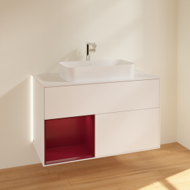 Тумба под раковину Villeroy & Boch Finion 100х50,1 см с подсветкой МДФ белый матовый лак/стекло белое матовое G241HBMT