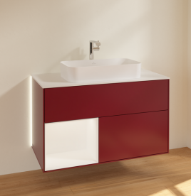 Тумба під раковину Villeroy & Boch Finion 100х50,1 см з підсвічуванням МДФ півонія матовий лак/скло біле матове G241MTHB