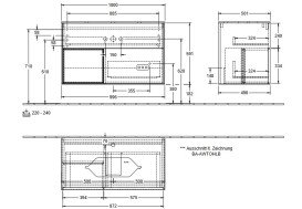 Тумба под раковину Villeroy & Boch Finion 100х50,1 см с подсветкой МДФ белый матовый лак/стекло черное матовое G242GNMT
