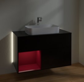 Тумба під раковину Villeroy & Boch Finion 100х50,1 см із підсвічуванням МДФ чорний матовий лак/скло чорне матове G242HBPD