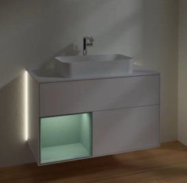 Тумба под раковину Villeroy & Boch Finion 100х50,1 см с подсветкой МДФ белый матовый лак/стекло белое матовое G241GMMT
