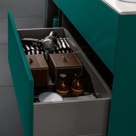 Тумба под раковину Villeroy & Boch Finion 160х50,1 см с подсветкой МДФ шпон дуба/стекло белое матовое F211GKPC