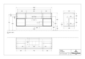 Тумба під раковину Villeroy & Boch Finion 160х50,1 см з підсвічуванням антрацит матовий лак/скло біле матове F211GMGK