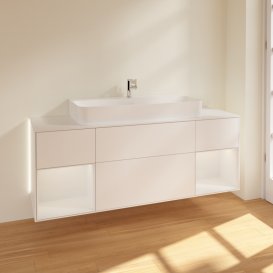 Тумба под раковину Villeroy & Boch Finion 160х50,1 см с подсветкой МДФ белый матовый лак/стекло белое матовое G211GFMT