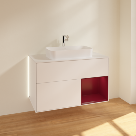 Тумба под раковину Villeroy & Boch Finion 100х50,1 см с подсветкой МДФ белый матовый лак/стекло белое матовое G251HBMT