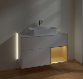 Тумба под раковину Villeroy & Boch Finion 100х50,1 см с подсветкой МДФ белый матовый лак/стекло белое матовое G251HFMT