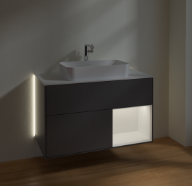 Тумба під раковину Villeroy & Boch Finion 100х50,1 см з підсвічуванням антрацит матовий лак/скло біле матове G251MTGK