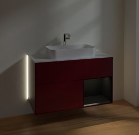 Тумба под раковину Villeroy & Boch Finion 100х50,1 см с подсветкой МДФ пион матовый лак/стекло белое матовое G251PDHB