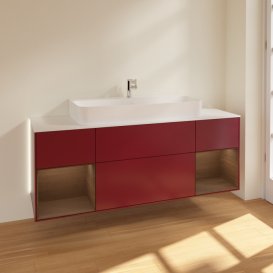 Тумба под раковину Villeroy & Boch Finion 160х50,1 см с подсветкой МДФ пион матовый лак/стекло белое матовое G211GNHB