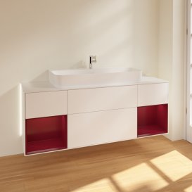 Тумба під раковину Villeroy & Boch Finion 160х50,1 см із підсвічуванням МДФ білий матовий лак/скло біле матове G211HBMT