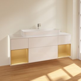 Тумба під раковину Villeroy & Boch Finion 160х50,1 см з підсвіткою МДФ білий глянцевий лак/скло біле матове G211HFGF