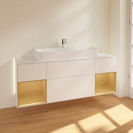 Тумба под раковину Villeroy & Boch Finion 160х50,1 см с подсветкой МДФ белый матовый лак/стекло белое матовое G211HFMT