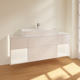 Тумба під раковину Villeroy & Boch Finion 160х50,1 см з підсвіткою МДФ білий глянцевий лак/скло біле матове G211MTGF
