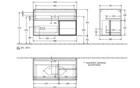 Тумба под раковину Villeroy & Boch Finion 100х50,1 см с подсветкой МДФ черный матовый лак/стекло черное матовое G252MTPD