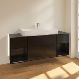 Тумба под раковину Villeroy & Boch Finion 160х50,1 см с подсветкой МДФ черный матовый лак/стекло черное матовое G212PDPD