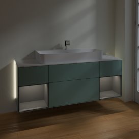 Тумба под раковину Villeroy & Boch Finion 160х50,1 см с подсветкой МДФ оливковый матовый лак/стекло белое матовое G211GKGM