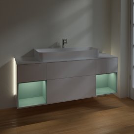 Тумба під раковину Villeroy & Boch Finion 160х50,1 см з підсвіткою МДФ білий глянцевий лак/скло біле матове G211GMGF