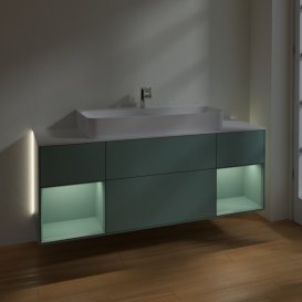 Тумба под раковину Villeroy & Boch Finion 160х50,1 см с подсветкой МДФ оливковый матовый лак/стекло белое матовое G211GMGM