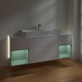 Тумба под раковину Villeroy & Boch Finion 160х50,1 см с подсветкой МДФ белый матовый лак/стекло белое матовое G211GMMT