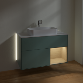 Тумба под раковину Villeroy & Boch Finion 100х50,1 см с подсветкой МДФ оливковый матовый лак/стекло белое матовое G251PCGM