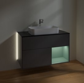 Тумба под раковину Villeroy & Boch Finion 100х50,1 см с подсветкой МДФ антрацит матовый лак/стекло черное матовое G252GMGK