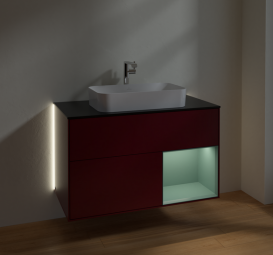 Тумба под раковину Villeroy & Boch Finion 100х50,1 см с подсветкой МДФ пион матовый лак/стекло черное матовое G252GMHB