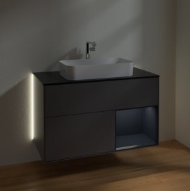 Тумба під раковину Villeroy & Boch Finion 100х50,1 см із підсвічуванням МДФ антрацит матовий лак/скло чорне матове G252HGGK