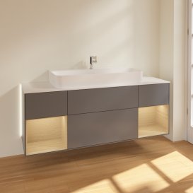 Тумба под раковину Villeroy & Boch Finion 160х50,1 см с подсветкой МДФ антрацит матовый лак/стекло белое матовое G211PCGK