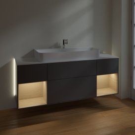 Тумба под раковину Villeroy & Boch Finion 160х50,1 см с подсветкой МДФ антрацит матовый лак/стекло белое матовое G211PCGK