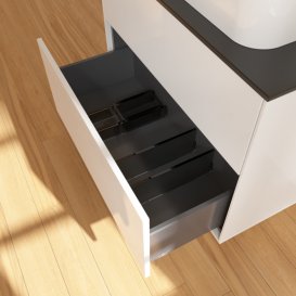 Тумба під раковину Villeroy & Boch Finion 80х50,1 см МДФ білий глянцевий лак/скло чорне матове F63200GF