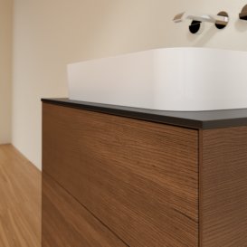 Тумба под раковину Villeroy & Boch Finion 80х50,1 см ДСП шпон грецкого ореха/стекло черное матовое F63200GN