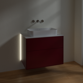 Тумба под раковину Villeroy & Boch Finion 80х50,1 см с подсветкой МДФ пион матовый лак/стекло белое матовое G63100HB