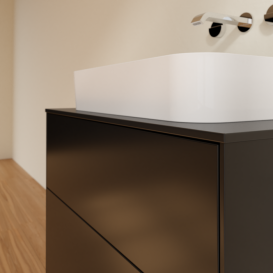 Тумба під раковину Villeroy & Boch Finion 80х50,1 см із підсвічуванням МДФ чорний матовий лак/скло чорне матове G63200PD