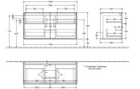 Тумба під раковину Villeroy & Boch Finion 120х50,1 см МДФ оливковий матовий лак/скло чорне матове F26200GM