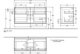 Тумба під раковину Villeroy & Boch Finion 120х50,1 см з підсвічуванням МДФ шпон волоського горіха/скло чорне матове G26200GN